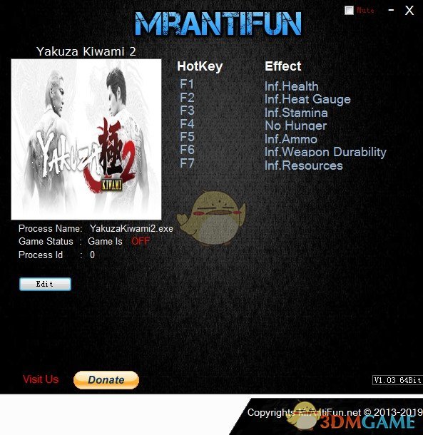 《如龙：极2》v1.0七项修改器[MrAntiFun]