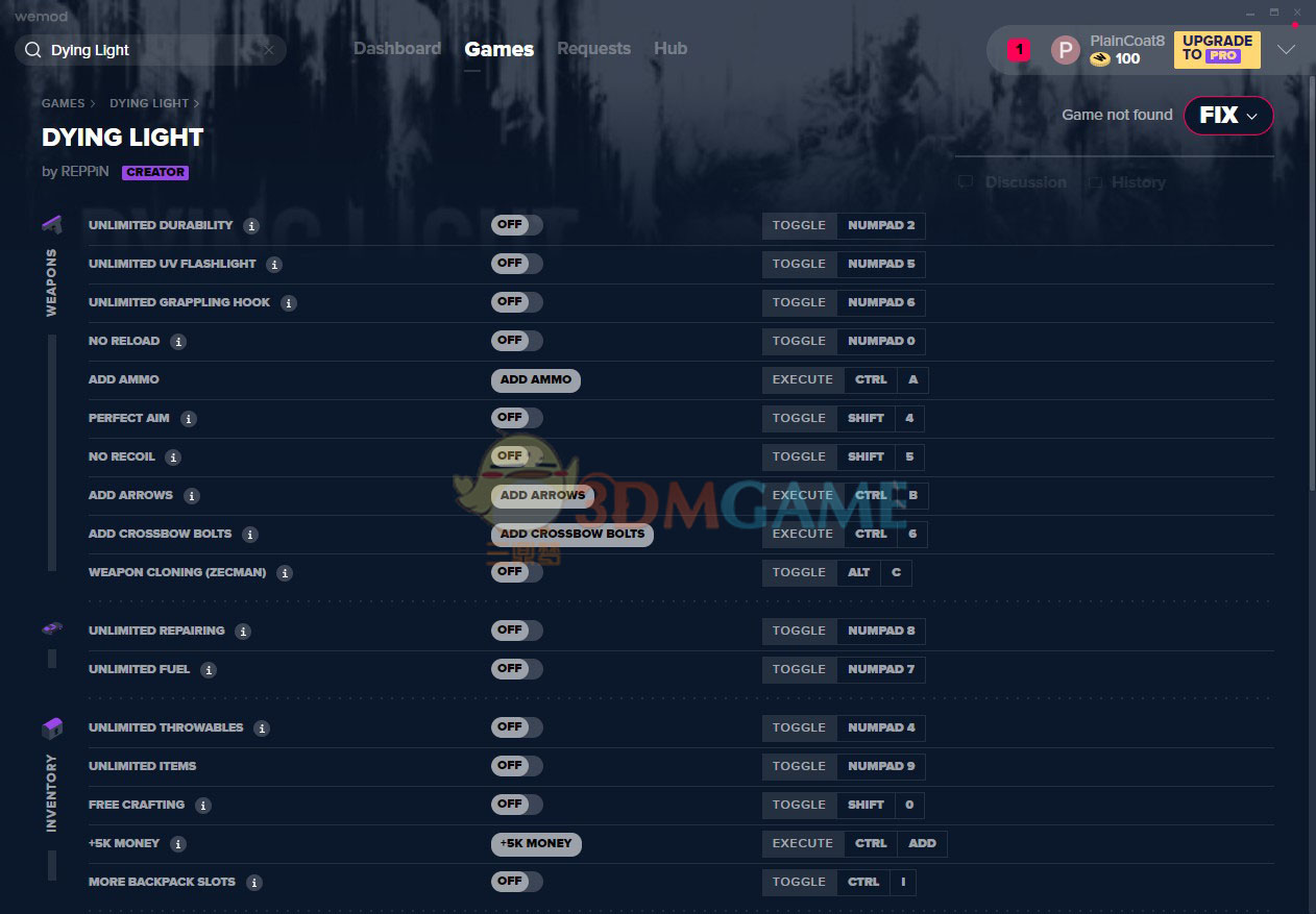 《消逝的光芒》v2019.12.01三十五项修改器[MrAntiFun]