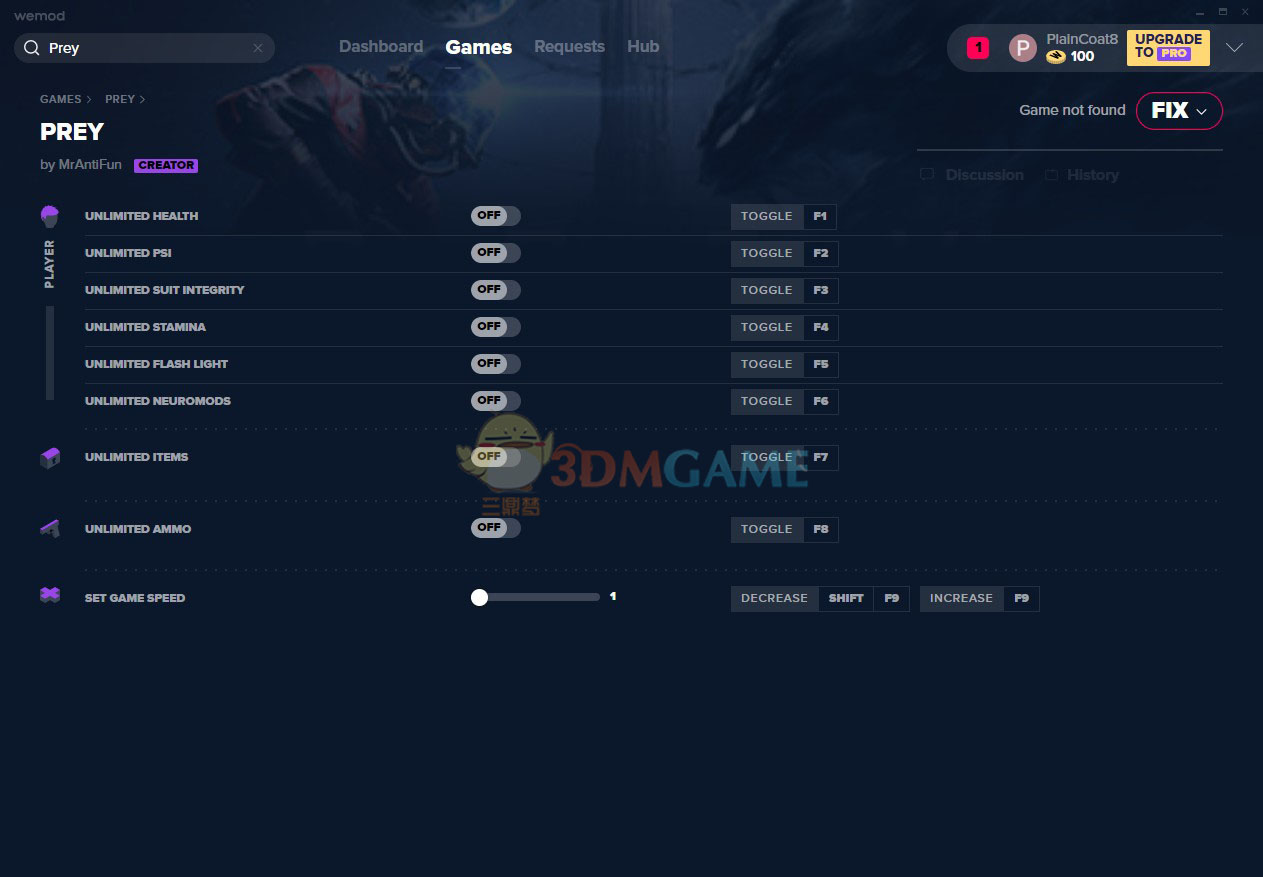 《掠食》v2019.12.30九项修改器[MrAntiFun]